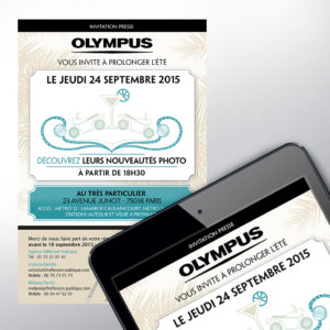 invitation olympus avec un design graphique rétro chic