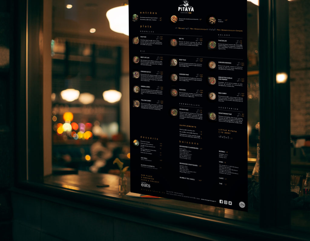 Affiche menu restaurant, Pitaya